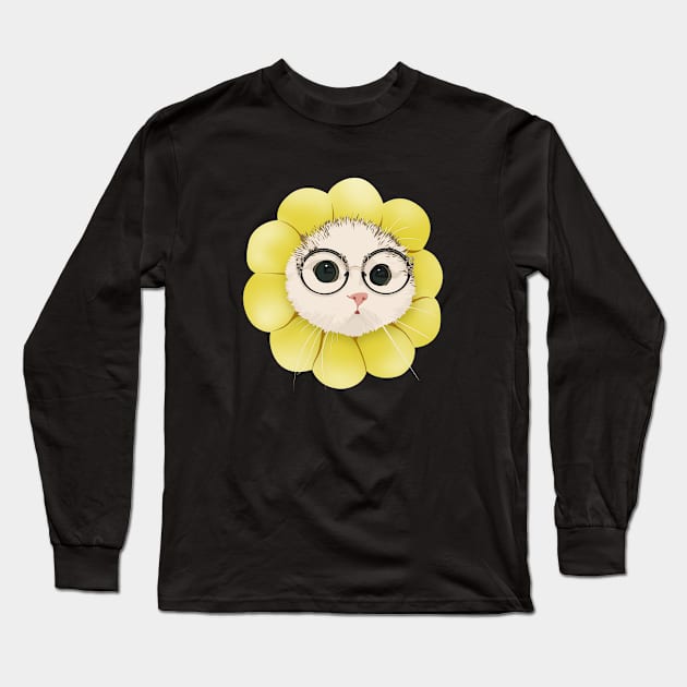 Sun Cat Flower Glasses Long Sleeve T-Shirt by Fashion Sitejob